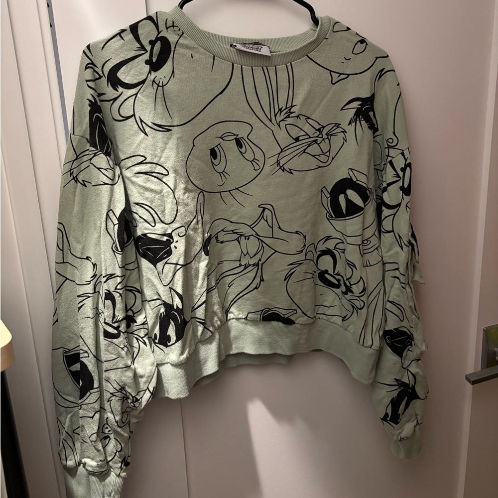 Zara x Looney Tunes Gray Long Sleeve Cropped Relaxed